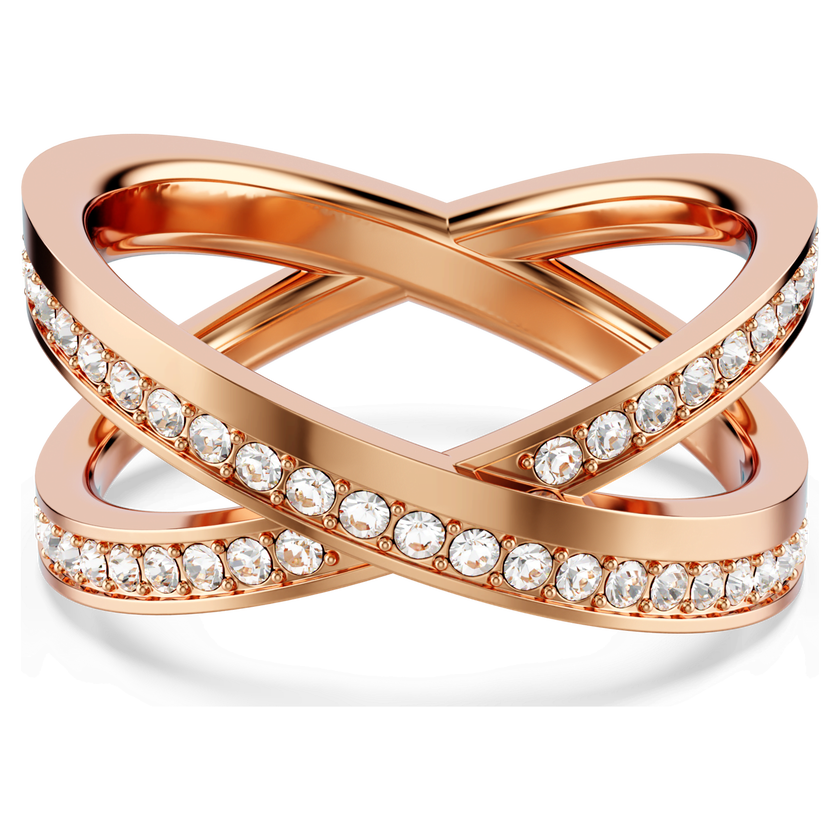 swarovski خاتم delta، قطع مستدير، لون أبيض، طلاء باللون الذهبي الوردي