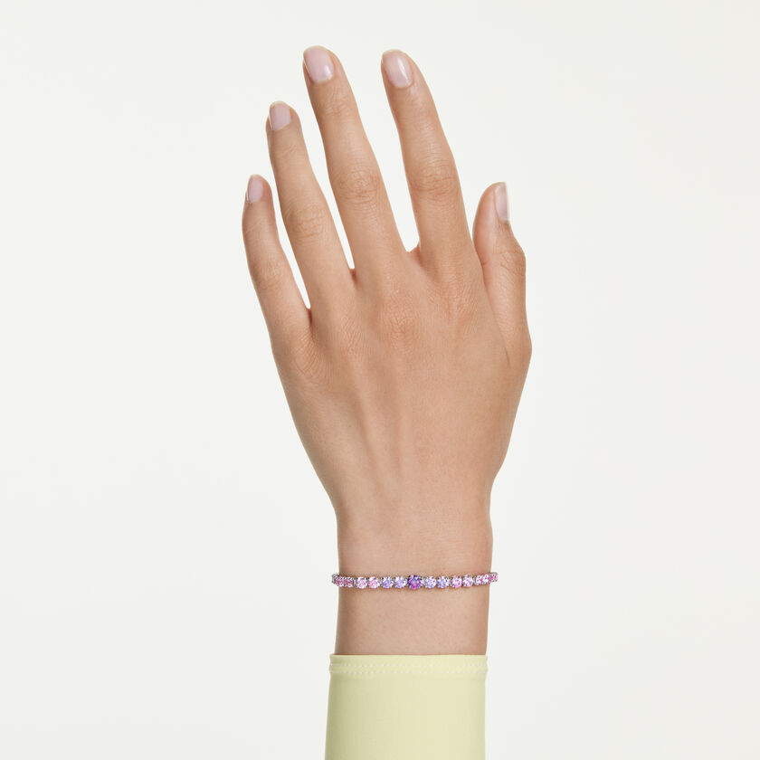 swarovski سوار matrix tennis، قطع مستدير متدرج، ألوان متعددة، طلاء روديوم
