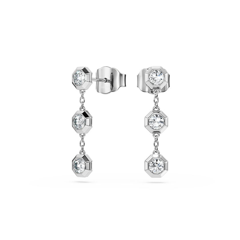 swarovski octagon drop earrings  lab grown diamonds 0 6 ct tw  round shape  sterling silver