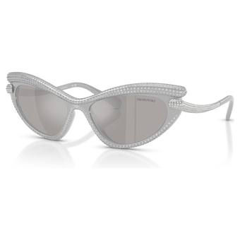 swarovski نظارة شمسية، شكل عين القطة، لون فضي