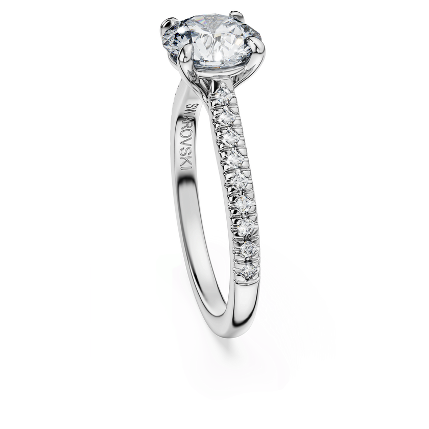 swarovski خاتم سوليتير eternity، ألماس مُصنع في المختبر بإجمالي 1 7 قيراط، شكل دائري، ذهب أبيض عيار 18