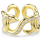 swarovski خاتم مفتوح dextera، قطع مستدير، لون أبيض، طلاء باللون الذهبي