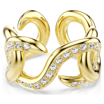 swarovski خاتم مفتوح dextera، قطع مستدير، لون أبيض، طلاء باللون الذهبي