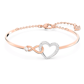 swarovski سوار hyperbola، على شكل لانهاية وقلب، لون أبيض، لمسة نهائية من معادن مختلطة