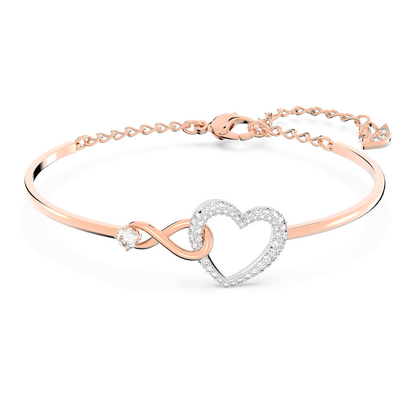 swarovski سوار hyperbola، على شكل لانهاية وقلب، لون أبيض، لمسة نهائية من معادن مختلطة