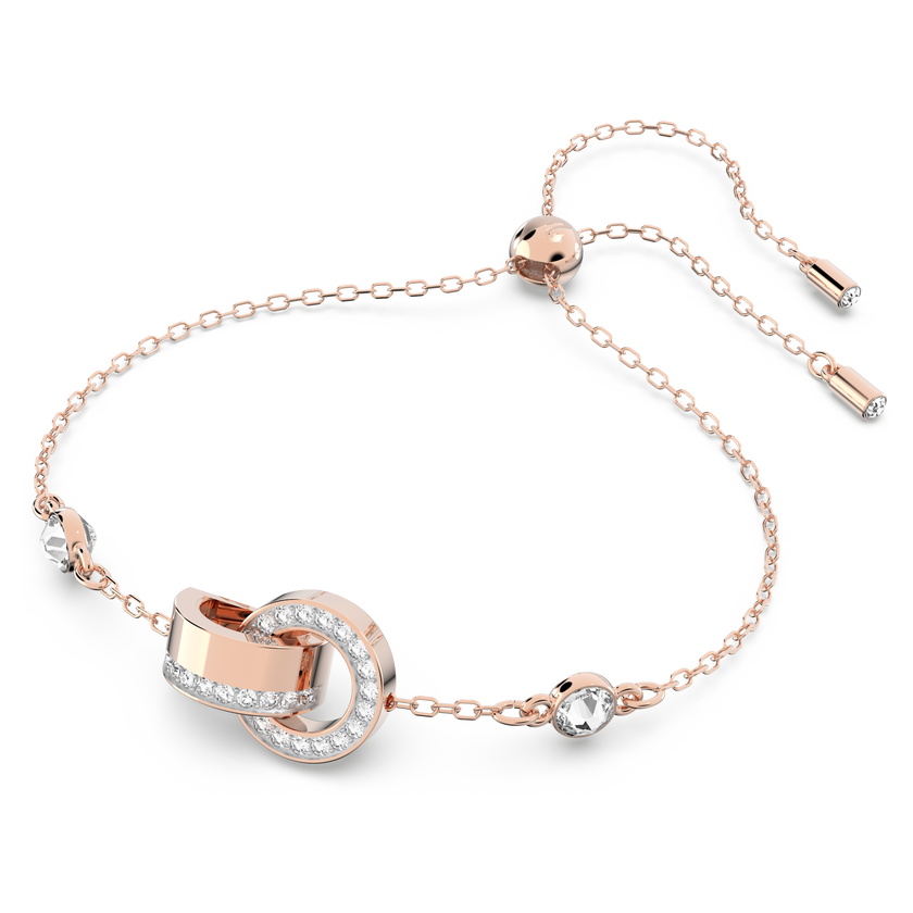 swarovski سوار hollow، لون أبيض، طلاء ذهبي وردي
