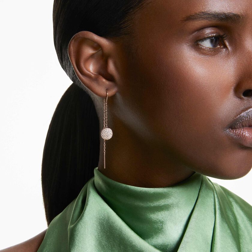 swarovski أقراط متدلية meteora، لون أبيض، طلاء ذهبي وردي