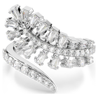 swarovski خاتم مفتوح vienna، قطع متنوع، شكل ريشة، لون أبيض، طلاء روديوم