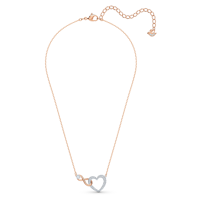 طقم swarovski inifinity على شكل قلب، لون أبيض، لمسة نهائية من معادن مختلطة