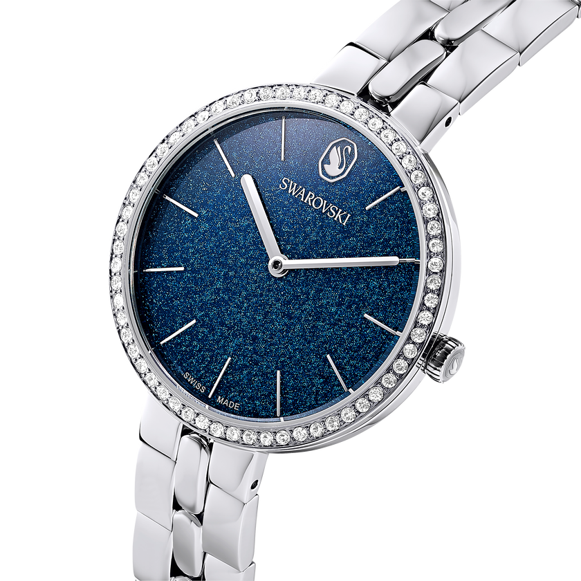 swarovski ساعة cosmopolitan، صناعة سويسرية، سوار معدني، لون فضي، ستانلس ستيل