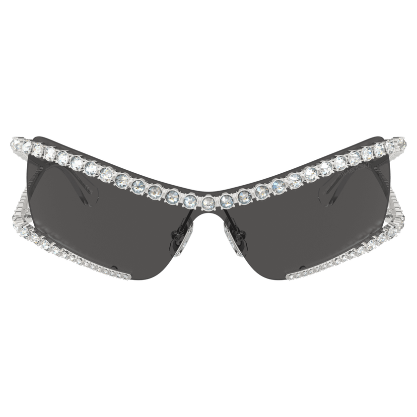 swarovski نظارة شمسية، شكل قناع، لون فضي