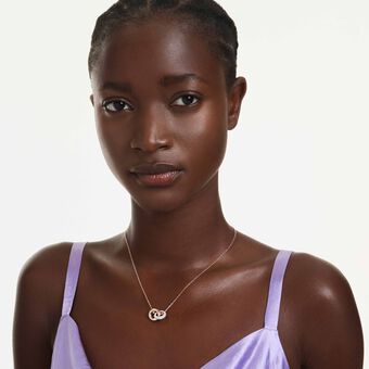 swarovski dextera pendant  round cut  white  rose gold tone plated