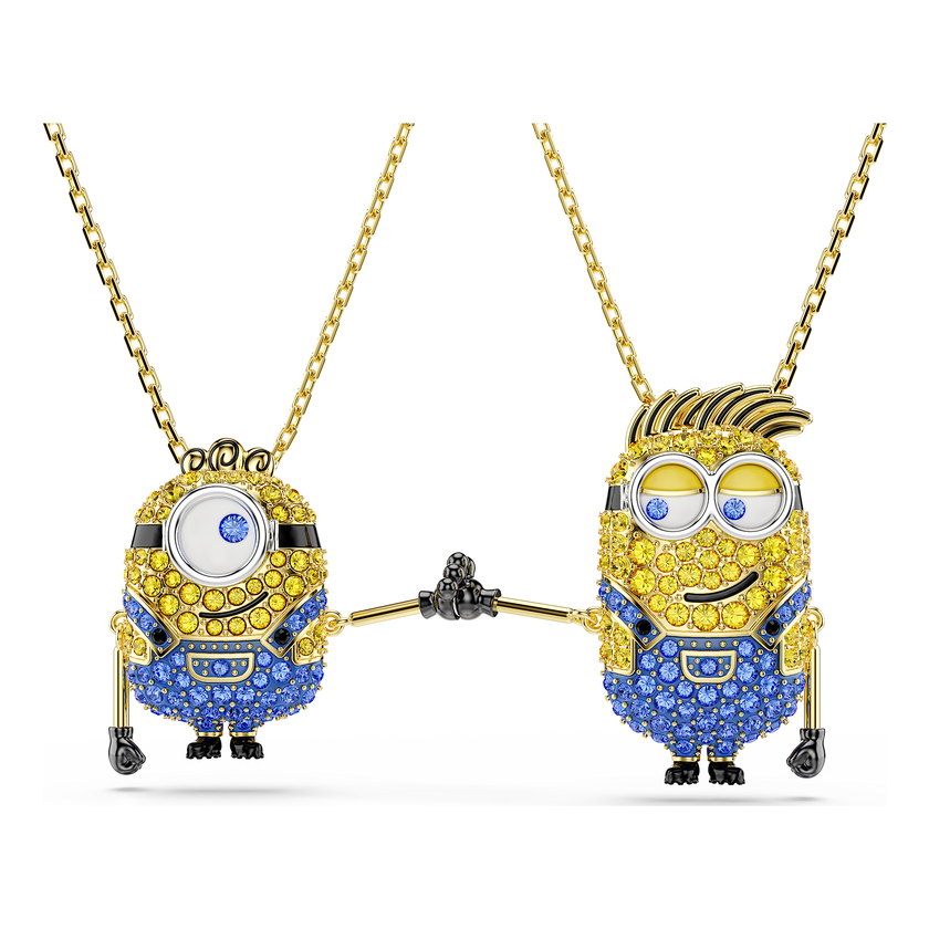 swarovski minions james and henry set  pav   multicolored  gold tone plated