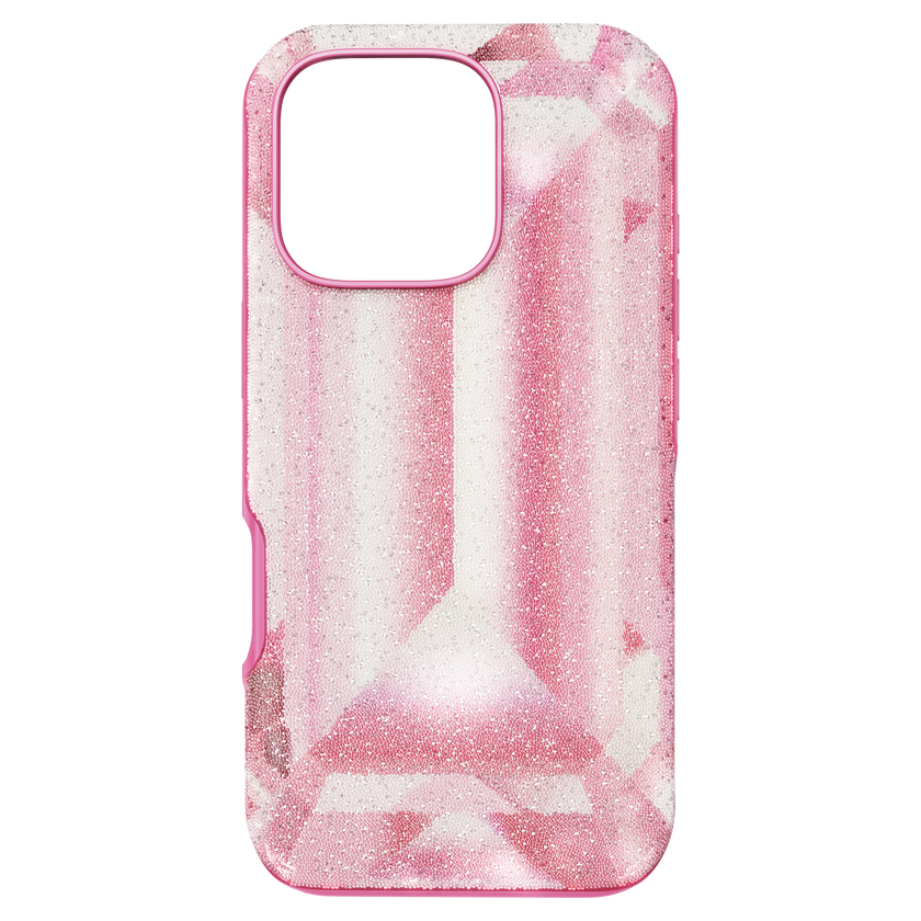 swarovski حافظة هاتف ذكي high، طبعة بنقشة الكريستال، iphone  16 pro، لون وردي