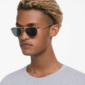 swarovski نظارة شمسية، شكل بايلوت، sk7007el، لون أسود