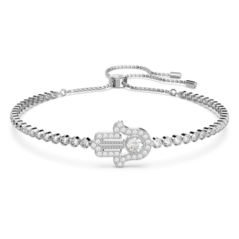 swarovski سوار subtle، على شكل يد، لون أبيض، طلاء روديوم