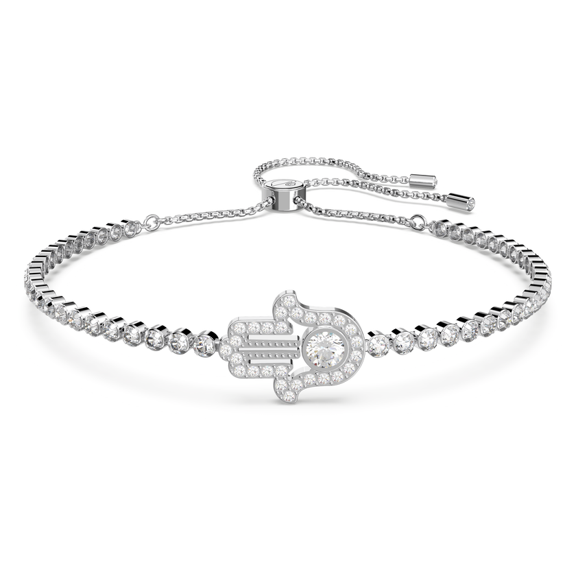 swarovski سوار subtle، على شكل يد، لون أبيض، طلاء روديوم