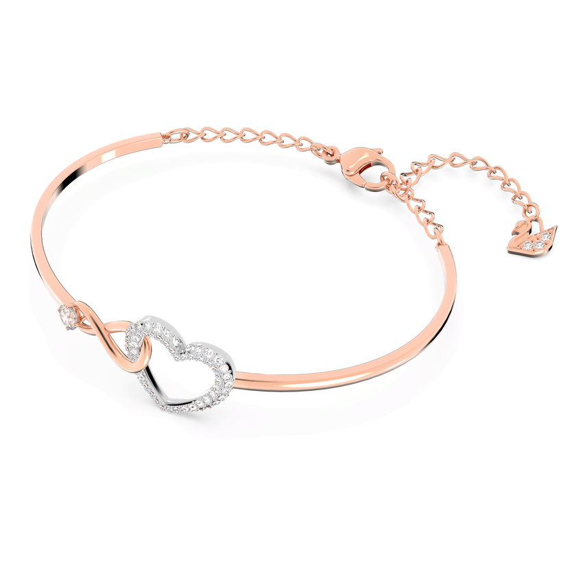swarovski سوار hyperbola، على شكل لانهاية وقلب، لون أبيض، لمسة نهائية من معادن مختلطة