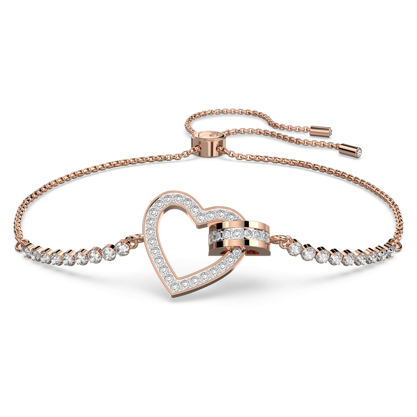 swarovski سوار lovely، على شكل قلب، لون أبيض، طلاء ذهبي وردي