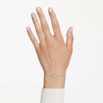 swarovski سوار luckily، أحجار كريستال صغيرة متراصة، شكل عين، لون أزرق، طلاء باللون الذهبي الوردي