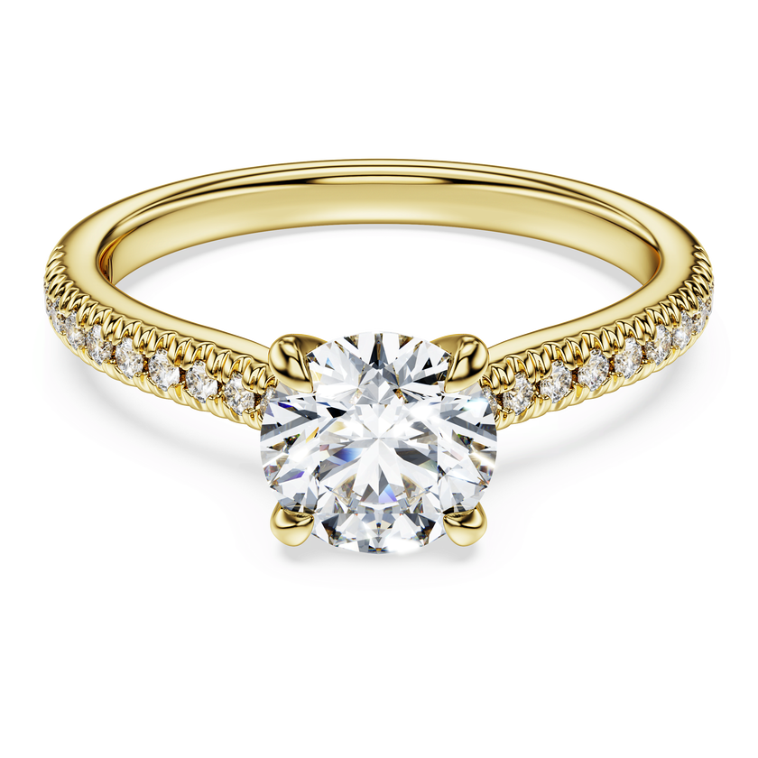 swarovski خاتم سوليتير eternity، ألماس مُصنع في المختبر إجمالي 1 2 قيراط، شكل دائري، ذهب أصفر عيار 18 قيراط
