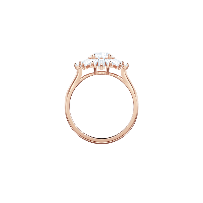 swarovski خاتم sunshine، لون أبيض، طلاء ذهبي وردي