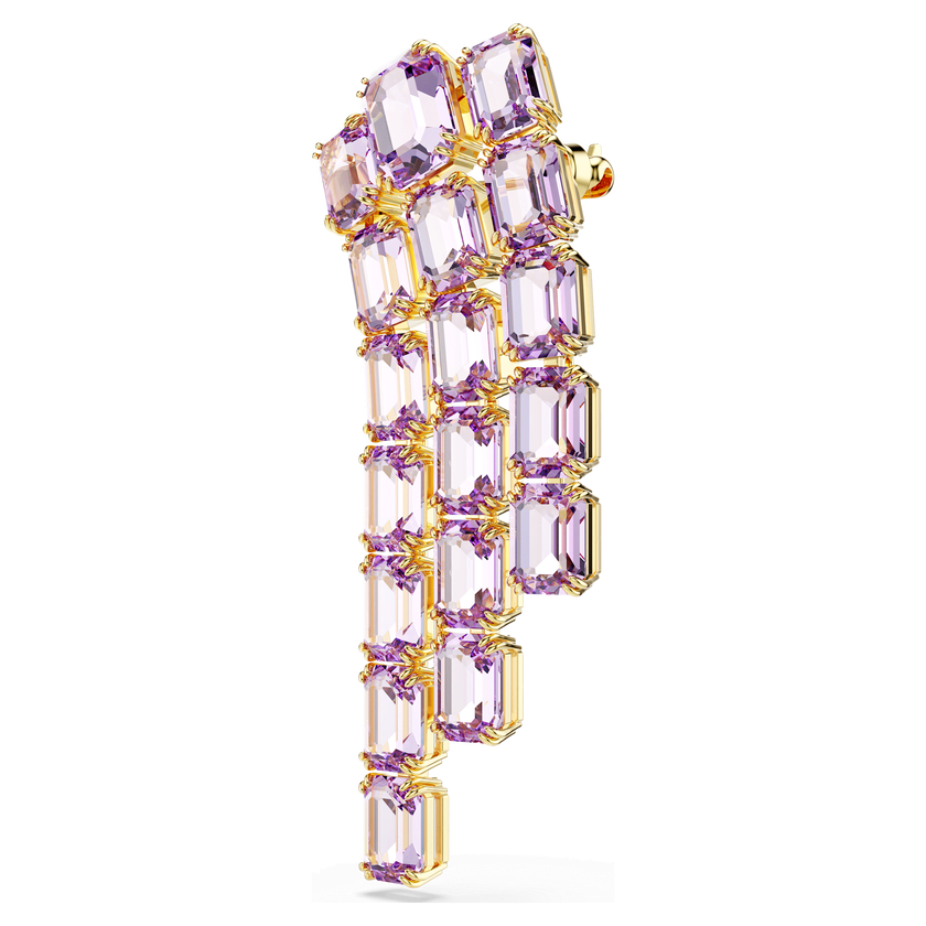 swarovski بروش millenia، قطع مُثَمَّن، لون أرجواني، طلاء باللون الذهبي