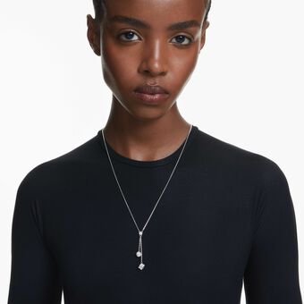 عقد Dextera على شكل حرف Y، قطع مستدير، كرة ومكعب، لون أبيض، طلاء روديوم swarovski عقد dextera على شكل حرف y، قطع مستدير، كرة ومكعب، لون أبيض، طلاء روديوم