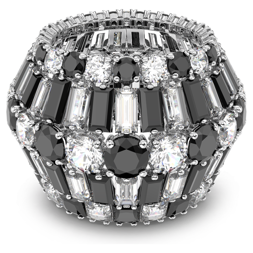 swarovski خاتم hyperbola، زركونيا سواروفسكي، لون أسود، طلاء روديوم