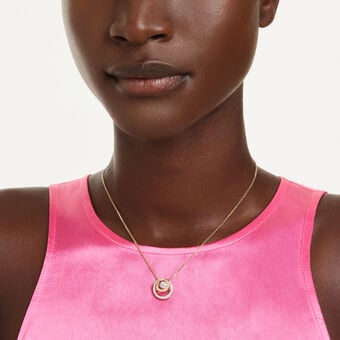 swarovski قلادة hyperbola، قطع مستدير، لون أبيض، طلاء باللون الذهبي