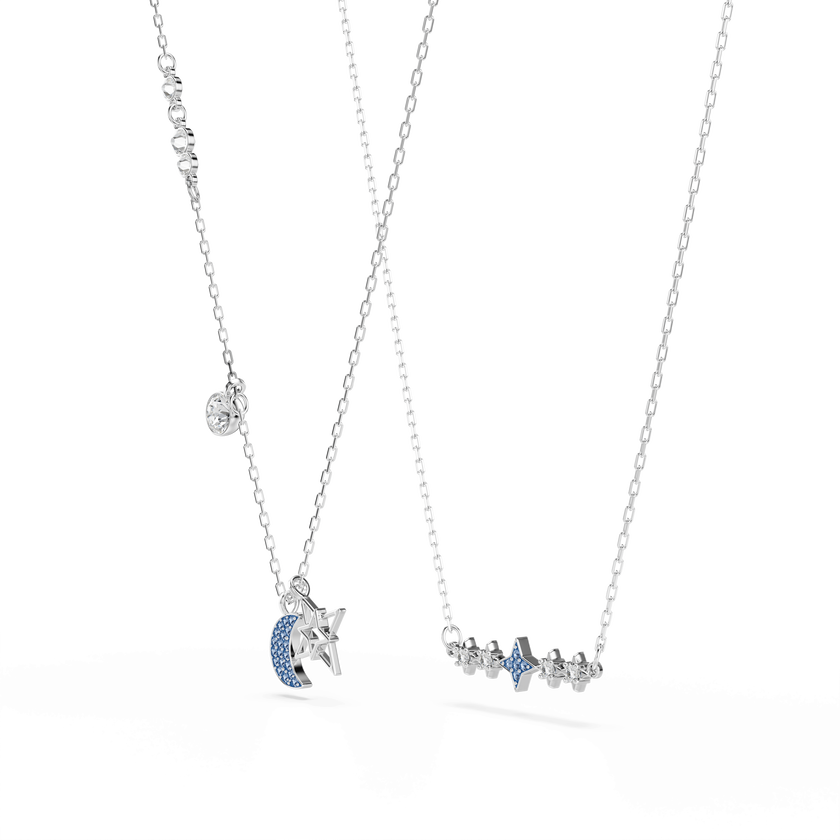 swarovski عقد symbolica، قطع مُستدير، قمر، لون أزرق، طلاء روديوم