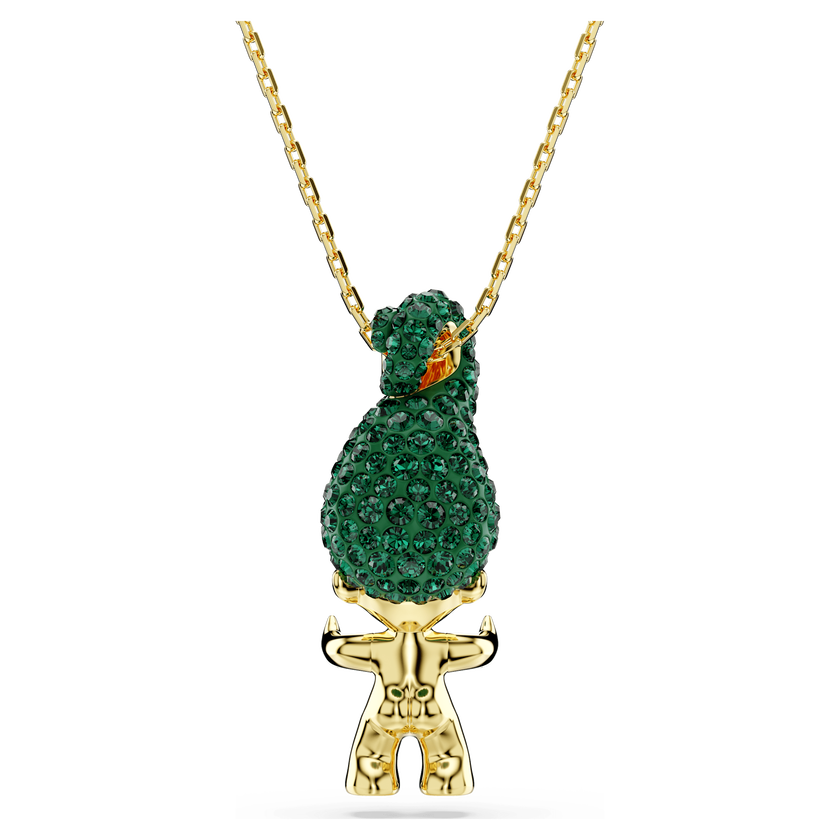 swarovski قلادة good luck trolls، قزم، لون أخضر، طلاء باللون الذهبي