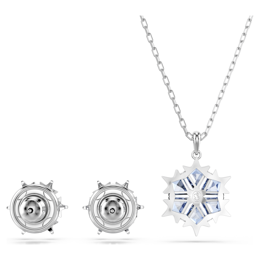 swarovski طقم magic، شكل ندفة ثلج، لون أزرق، طلاء روديوم