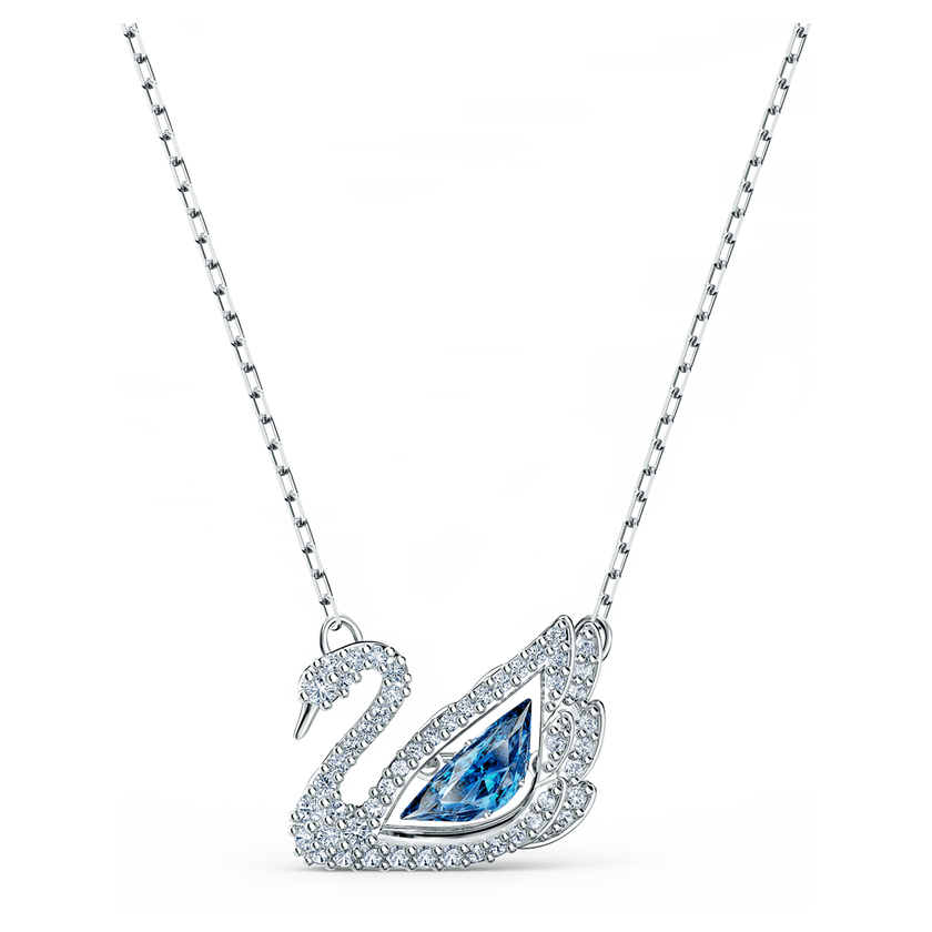 swarovski عقد swan، على شكل بجعة، لون أزرق، طلاء روديوم