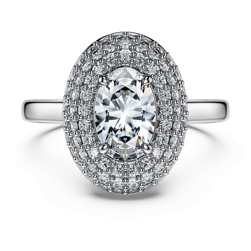 swarovski خاتم هالة سوليتير eternity، أحجار ألماس مُصنعة في المختبر بإجمالي 1 5 قيراط، ذهب أبيض عيار 18