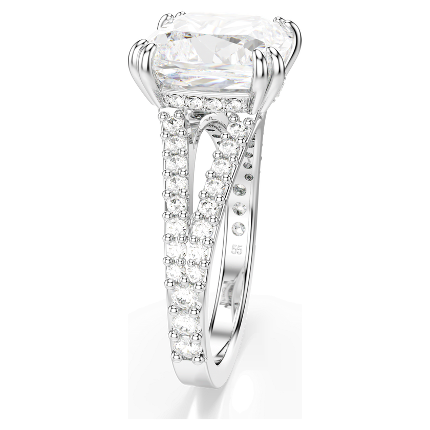 swarovski خاتم stilla، قطع مربع، لون أبيض، لمسة نهائية باللون الفضي