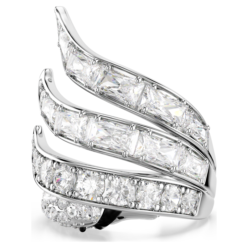 swarovski خاتم كوكتيل vienna، قطع متنوع، شكل بجعة، لون أبيض، طلاء روديوم