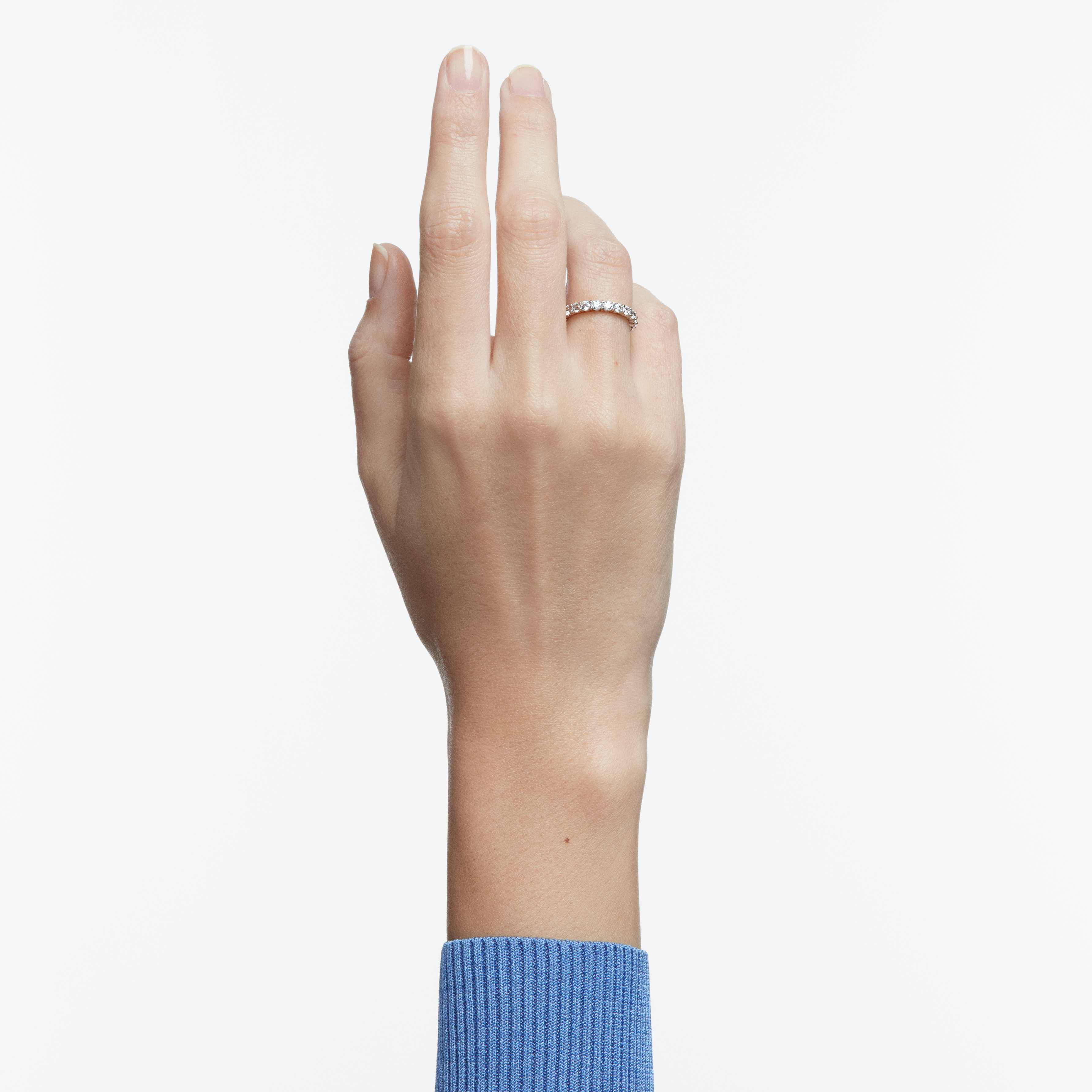 swarovski خاتم matrix vitorre، قطع مستدير، لون أبيض، لمسة نهائية باللون الفضي