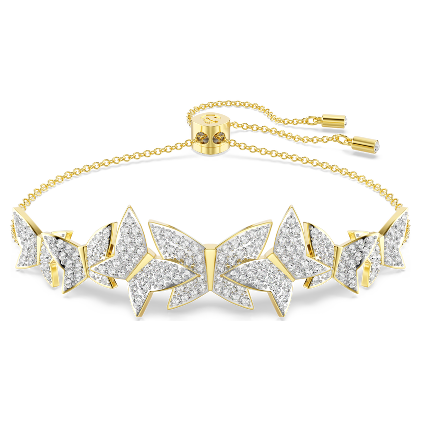 swarovski سوار idyllia lilia، شكل فراشة، لون أبيض، طلاء باللون الذهبي