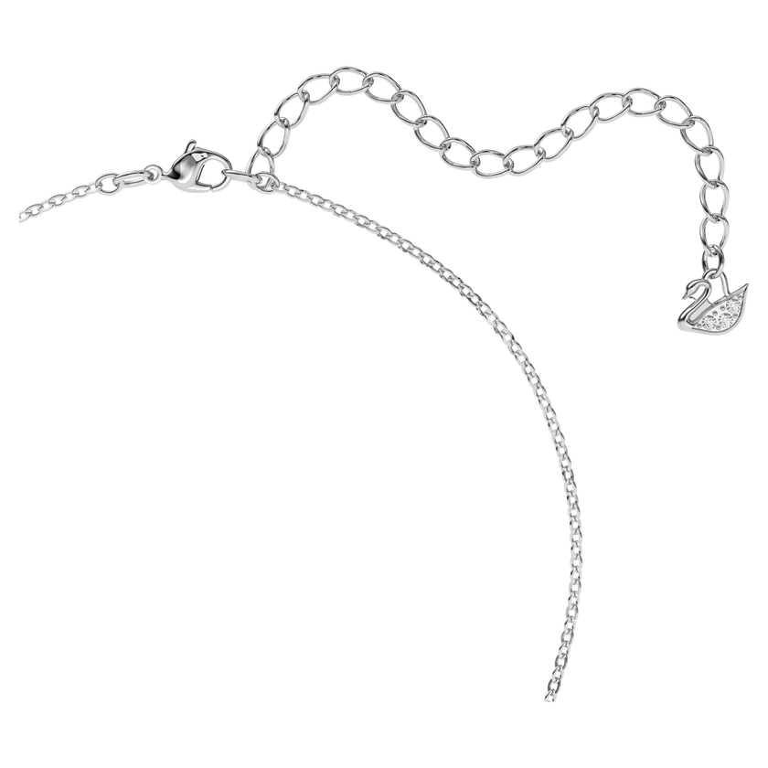 swarovski قلادة iconic swan بحلية متدلية، لون أسود، طلاء روديوم