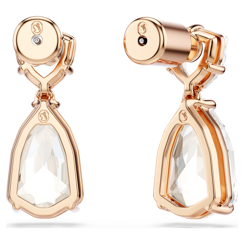 swarovski أقراط متدلية mesmera، شكل كمثرى، لون أبيض، طلاء باللون الذهبي الوردي