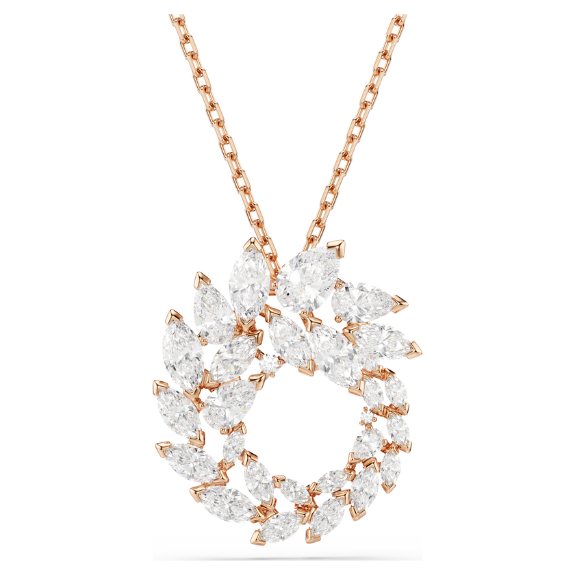 swarovski قلادة mesmera، قطع ماركيز، لون أبيض، لمسة نهائية من الذهب الوردي عيار 18 قيراط