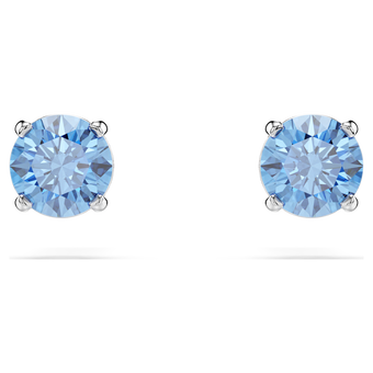 swarovski أقراط دبوسية stilla attract، قطع مستدير، لون أزرق، طلاء روديوم