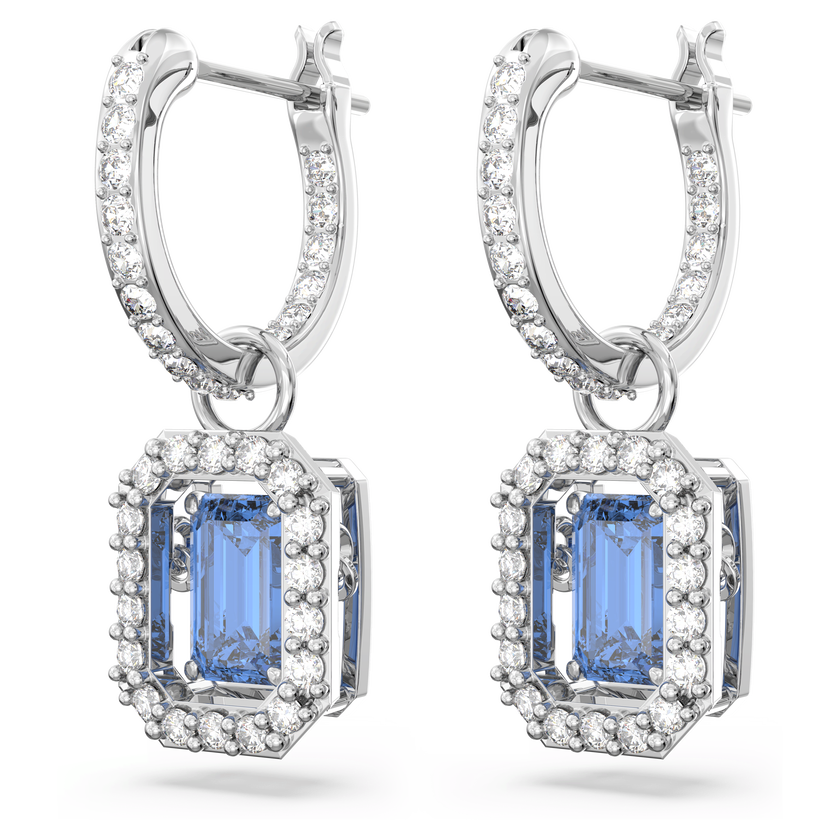 swarovski أقراط متدلية una، قطع مثمن، لون أزرق، طلاء روديوم