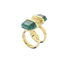 خاتم Lucent، بمغناطيس، لون أخضر، طلاء باللون الذهبي