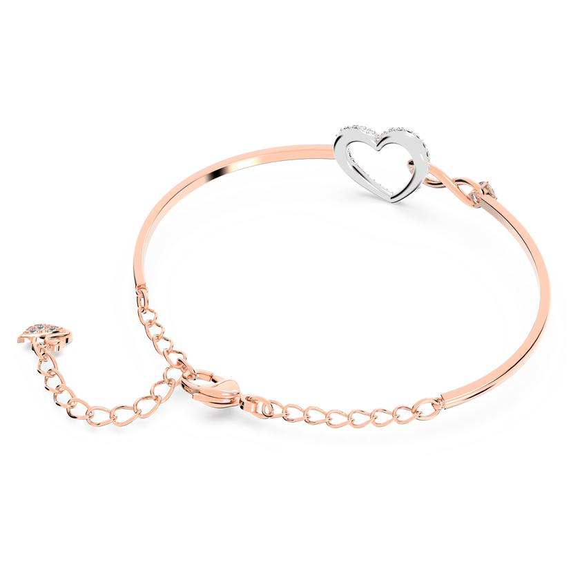 swarovski سوار hyperbola، على شكل لانهاية وقلب، لون أبيض، لمسة نهائية من معادن مختلطة