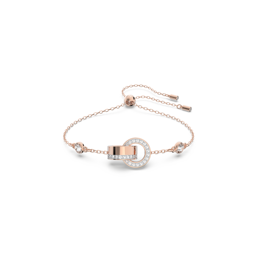 swarovski سوار hollow، لون أبيض، طلاء ذهبي وردي