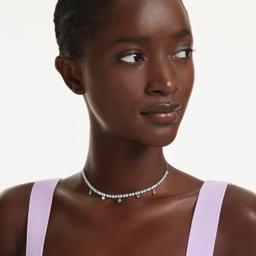عقد ariana grande x swarovski tennis، قطع متنوع، ألوان متعددة، طلاء روديوم