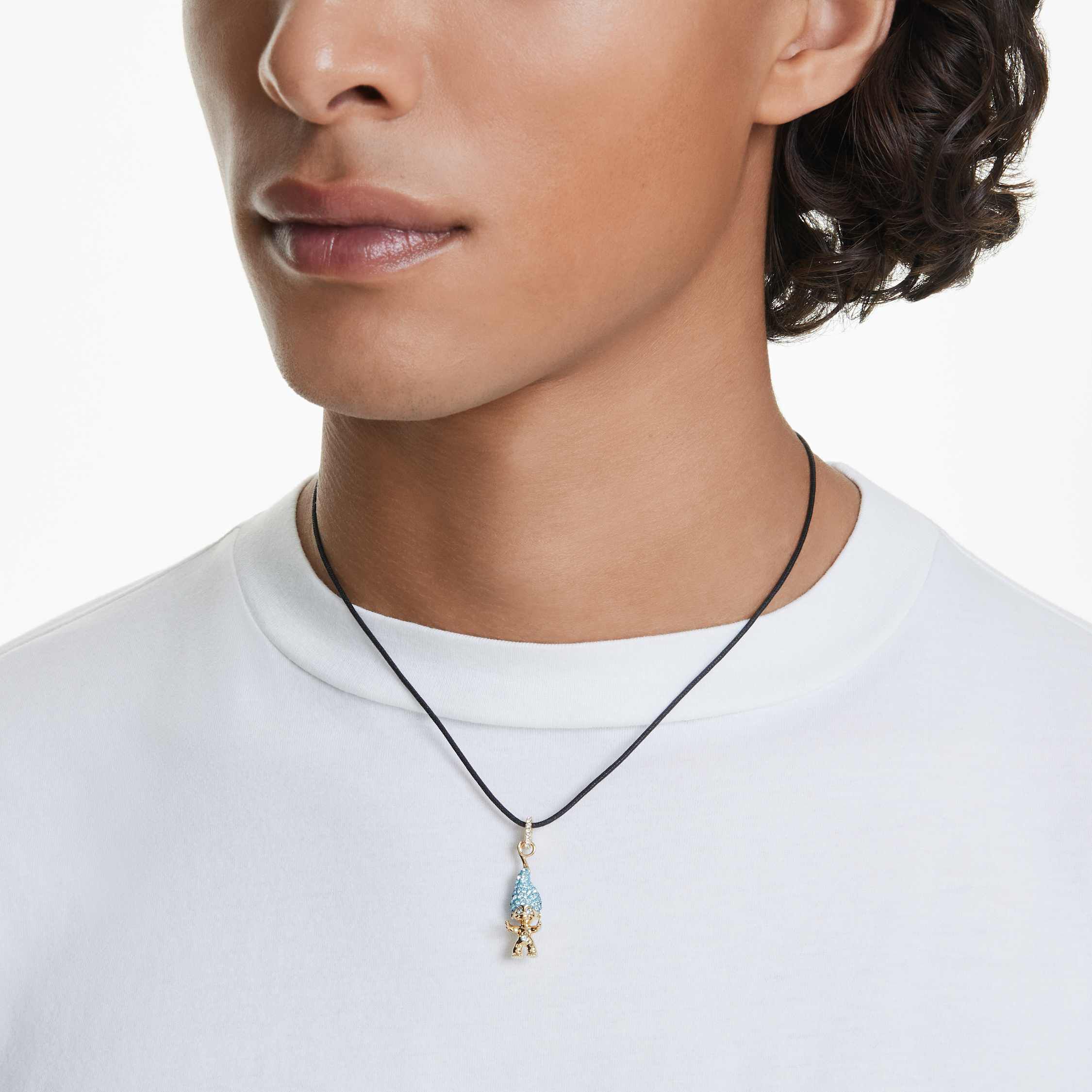 swarovski قلادة good luck trolls، قزم، لون أزرق، طلاء باللون الذهبي