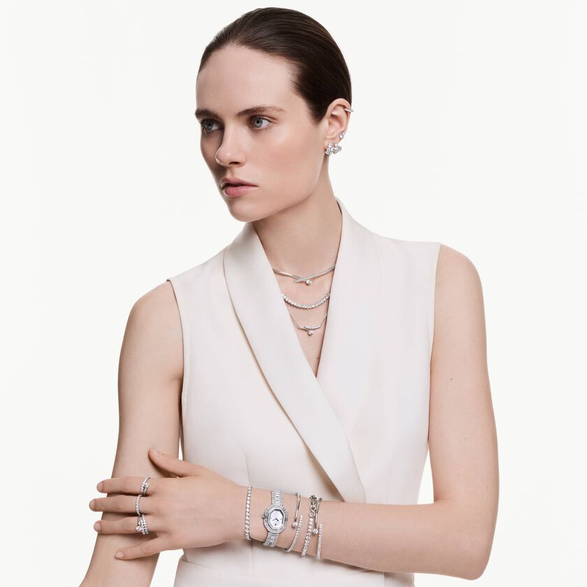 swarovski سوار matrix، قطع مُستدير، لون أبيض، طلاء روديوم